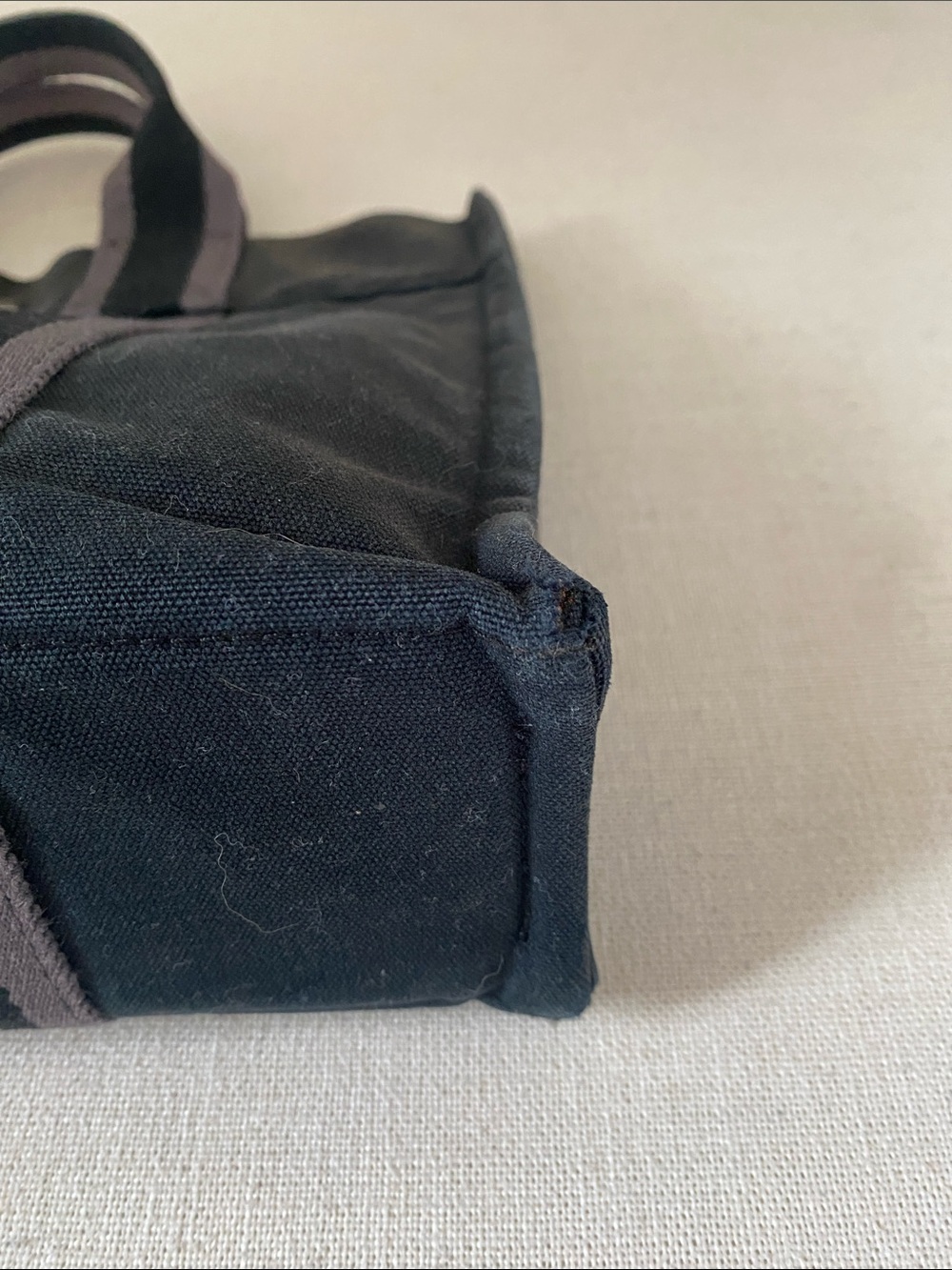 Authentic Hermès Fourre-Tout Tote Cotton Canvas | Washed Black + Grey - Picture 6 of 13